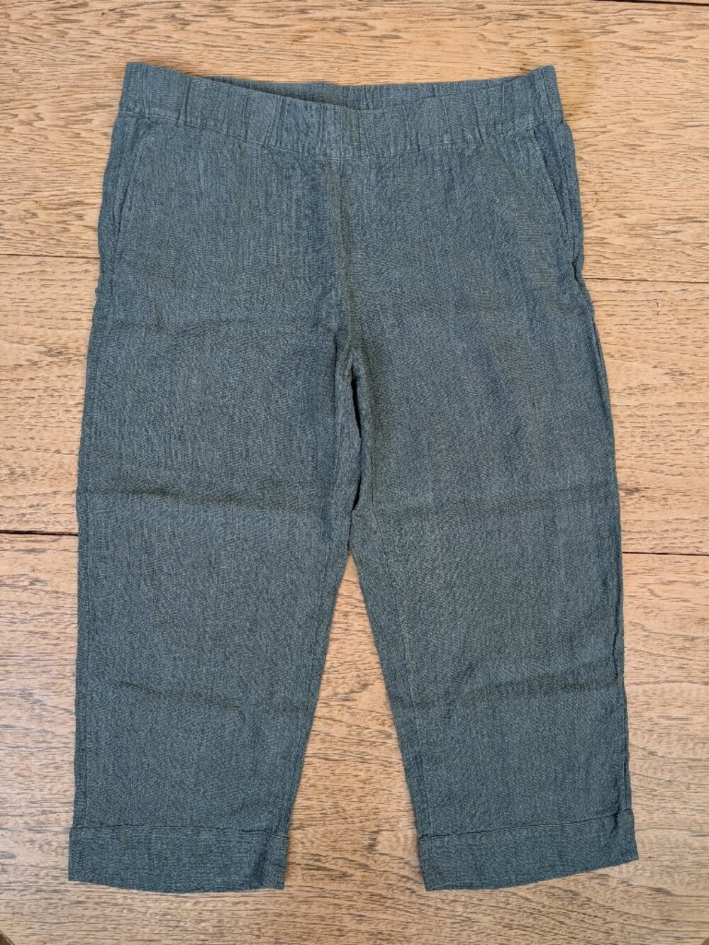 J Jill 100% linen Large blue cropped ankle pants capris PureJill